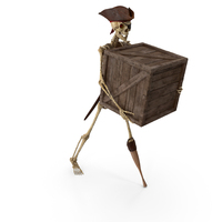 Worn Skeleton Pirate Carrying a Crate PNG & PSD Images