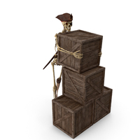 Worn Skeleton Pirate Organizing Crates PNG & PSD Images