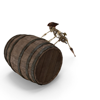 Worn Skeleton Pirate Rolling a Barrel PNG & PSD Images