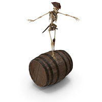 Worn Skeleton Pirate Rolling on a Barrel PNG & PSD Images