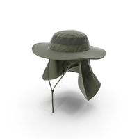 Green Outdoor Fishing Hat with Removable Neck Flap PNG & PSD Images