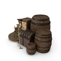 Worn Skeleton Pirate Doing Storage Inventory Check PNG & PSD Images