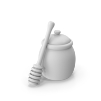 Monochrome Pot With Honey Dipper PNG & PSD Images