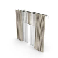 Brown Curtains With Tulle And Roman PNG & PSD Images
