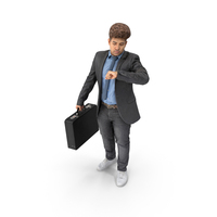 Businessman Walking With Briefcase Checks Time PNG & PSD Images