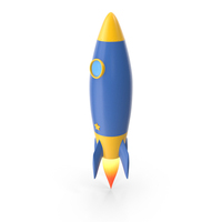 Blue & Yellow Rocket With Flame PNG & PSD Images