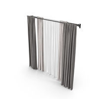 Grey Curtains With Tulle PNG & PSD Images