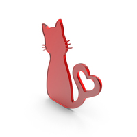 Red Cat Heart Symbol PNG & PSD Images