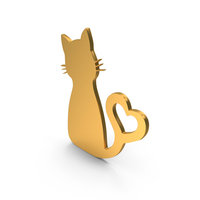 Golden Cat Heart Symbol PNG & PSD Images