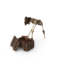 Worn Skeleton Pirate Taking Dynamite From A Box PNG & PSD Images
