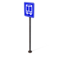 Bus Stop Sign On A Dirty Cylindrical Pole PNG & PSD Images