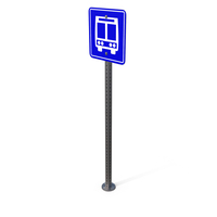 Bus Stop Signs Square Pole PNG & PSD Images