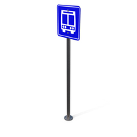 Bus Stop Sign On A U Shaped Pole PNG & PSD Images
