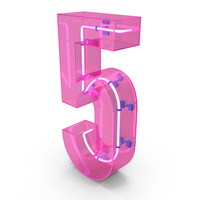 Plastic Neon Number 5 PNG & PSD Images