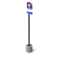 Bus Stop Sign On A U Shaped Pole PNG & PSD Images