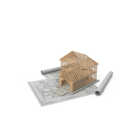 House Construction On Blueprints PNG & PSD Images