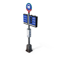 Dirty Bus Stop Sign With Routes PNG & PSD Images