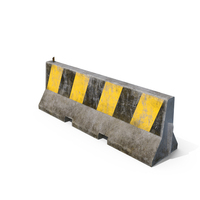 Dirty Yellow Striped Concrete Road Barrier PNG & PSD Images