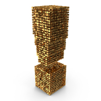 Golden Voxel Exclamation Mark PNG & PSD Images