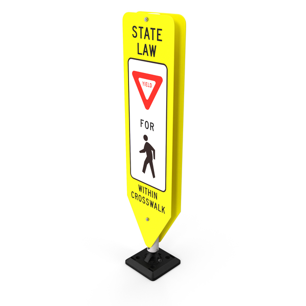 Crosswalk Sign Single Yield PNG & PSD Images
