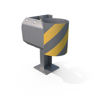 Black And Yellow W Beam Guardrail With Rounded Ending PNG & PSD Images