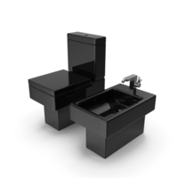 Black Modern Bathroom Toilet And Bidet PNG & PSD Images