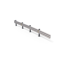 Single 50m Triple Beam Curved Guardrail PNG & PSD Images