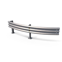 Single 5m Triple Beam Curved Guardrail PNG & PSD Images