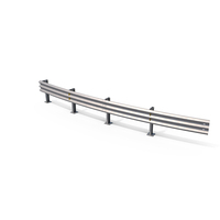 Single 20m Triple Beam Curved Guardrail PNG & PSD Images