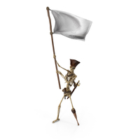 Worn Skeleton Pirate Waving A White Flag PNG & PSD Images