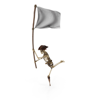 Worn Skeleton Pirate Running with a White Flag PNG & PSD Images