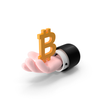 Bitcoin Symbol In Cartoon Hand PNG & PSD Images