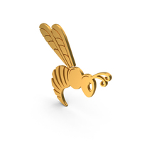 Golden Flying Honey Bee Symbol PNG & PSD Images