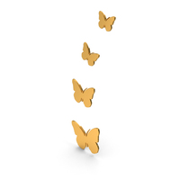 Golden Butterfly Wall Decoration Symbols PNG & PSD Images