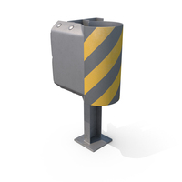 Triple Beam Guardrail With Black And Yellow Rounded End PNG & PSD Images
