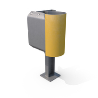 Triple Beam Guardrail With Yellow Rounded End PNG & PSD Images