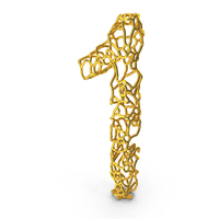 Golden Abstract Wire Alphabet Number 1 PNG & PSD Images