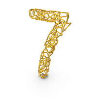 Golden Abstract Wire Alphabet Number 7 PNG & PSD Images