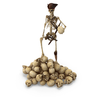 Worn Skeleton Pirate Standing On Skulls PNG & PSD Images