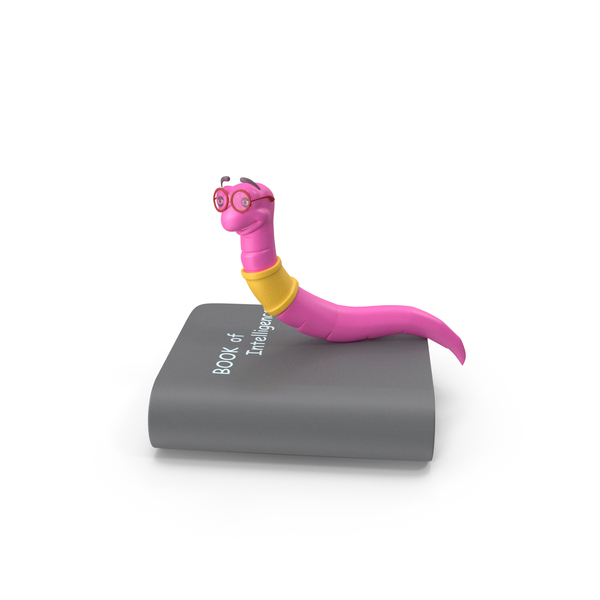 Cartoon Book Worm Pink PNG & PSD Images