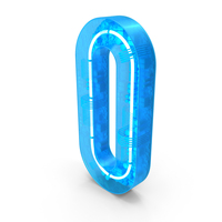 Neon Glow Tech Alphabet Number 0 PNG & PSD Images