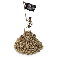 Worn Skeleton Pirate Waving A Pirate Flag On A Skull Cliff PNG & PSD Images