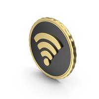 Black & Gold Coin WiFi Symbol PNG & PSD Images