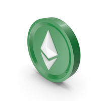 Green And White Cartoon Ethereum Coin PNG & PSD Images
