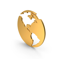 Earth Globe Logo Gold PNG & PSD Images
