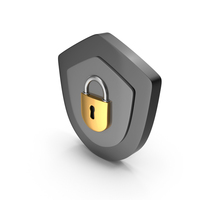 Black Cartoon Padlock With Shield PNG & PSD Images