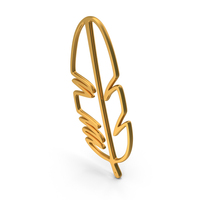 Feather Outline Design Logo Gold PNG & PSD Images