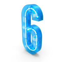 Blue Neon Number 6 PNG & PSD Images