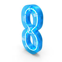 Neon Glow Tech Alphabet Number 8 PNG & PSD Images