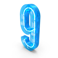 Neon Glow Tech Alphabet Number 9 PNG & PSD Images